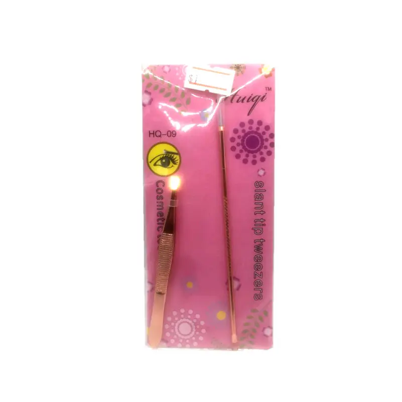 Huigi Slant Tip Tweezers Eyebrows Clip Pink
