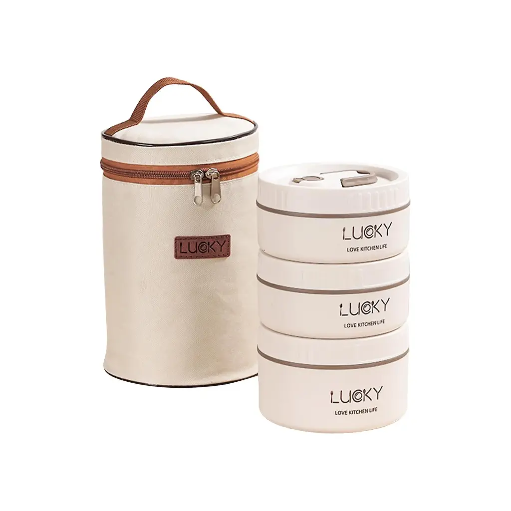 Lucky ប្រអប់បាយ3ជាន់មានកាបូប#1 1520ml