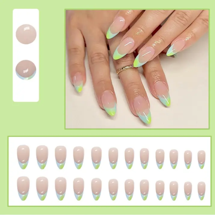 Beautiful Nail ម៉ូតរលោងពណ៌បៃតងចុង 24nails