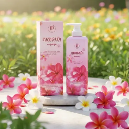 Soukanya សូកាន់យ៉ាសាប៊ូដុសខ្លួនផ្កាចំបុីក្រហម 800ml