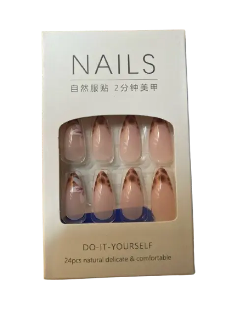 Nails Natural Delicate&Comfortableម៉ូតអុជៗពណ៌ឈាមជ្រូក24pcs