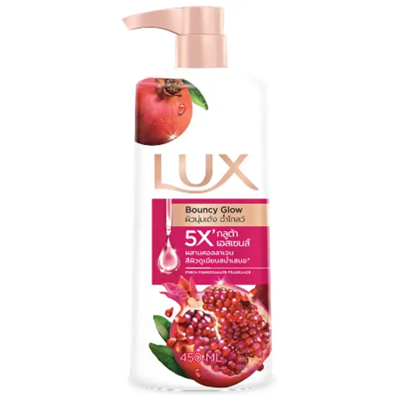 Lux សាប៊ូដុសខ្លួនBouncy Glow ក្រហម 450ml   