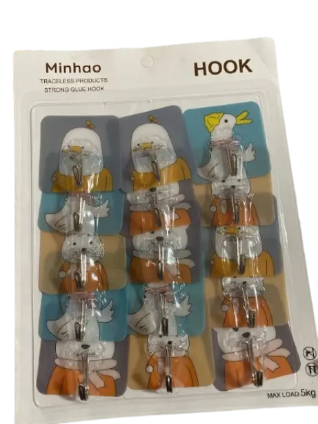Minhao Glue Hook ទំពួកពន្យួរផ្លេកៗ #59127 12pcs