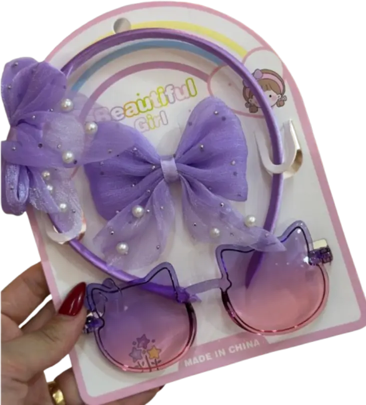 255-Beautiful Girl ឈុតបូ+ដង្កៀប+វ៉ែនតា3pcs