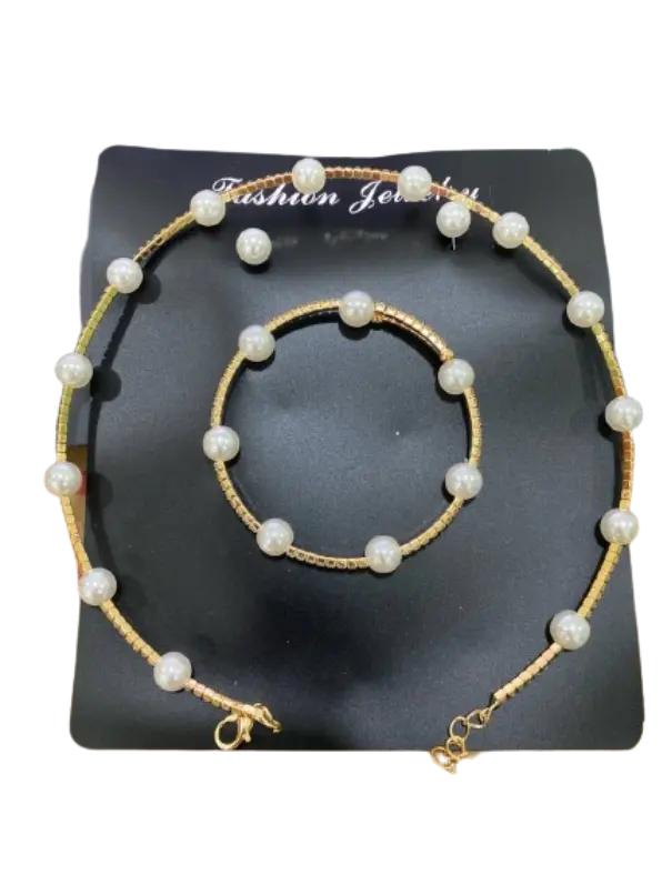 Fashion Jewelry ឈុតខ្សែក+ខ្សែដៃ+ក្រវិលគុជខ្យង