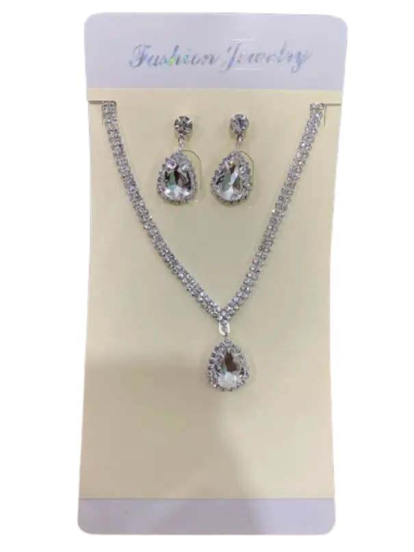 Fashion Jewelry ឈុតខ្សែក+ក្រវិលត្បូងគូបន្តោងត្បូងធំៗ