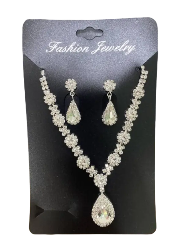 Fashion Jewelry ឈុតខ្សែក+ក្រវិលត្បូងផ្កាចម្រុះពណ៌
