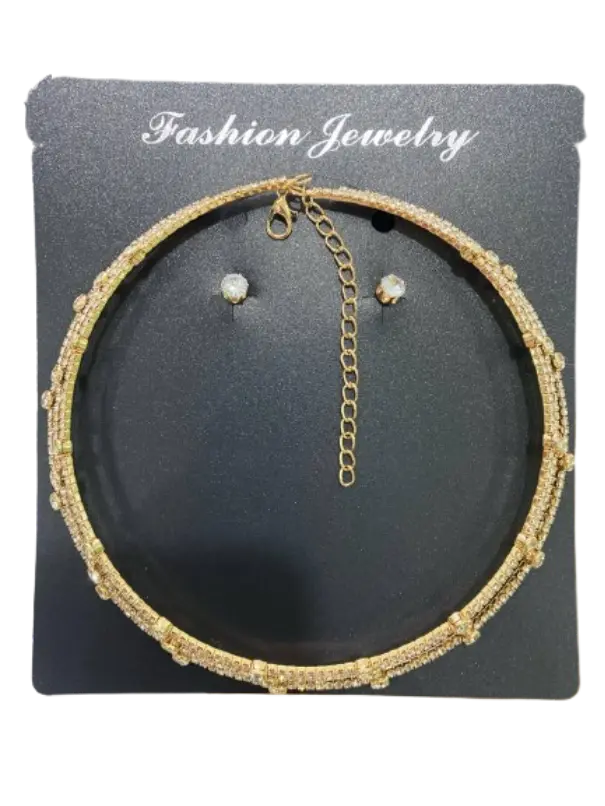 Fashion Jewelry ឈុតខ្សែក+ក្រវិលត្បូងខ្សែ3ជាប់គ្នា