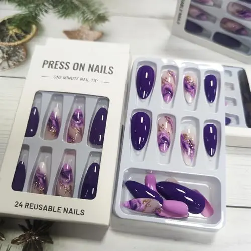 Reusable ម៉ូតពណ៌ស្វាយនិងឆ្នូតមាស 24pcs