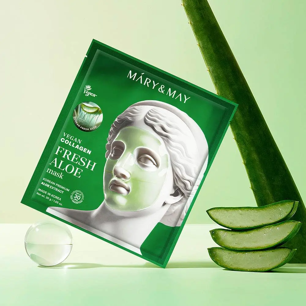 Mary&May Collagen Fresh Aloe Mask 30g*4pcs