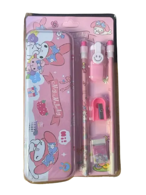 ឈុតសម្ភារៈក្មេងរៀនមានប្រអប់ប៊ិចដែក #808