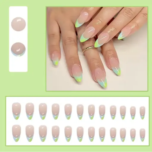 [401033] Beautiful Nail ម៉ូតរលោងពណ៌បៃតងចុង 24nails