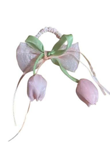 [402286] 201-កៅស៊ូចង់សក់ខ្សែជ្រួញមានបូផ្កាឈូក