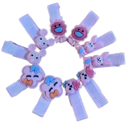 [402338] 252-ឈុតដង្កៀបចាប់សក់តូចៗរុំក្រណាត់ផ្កាឈូក 10pcs