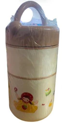 [400813] ប្រអប់បាយក្មេង2ជាន់ដៃកាន់ជ័រប្រអប់ឡាំង #A2734