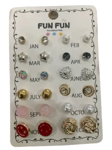 [425622] Fun Fun Accessories ក្រវិលពាក់ប្រចាំខែ 12គូ