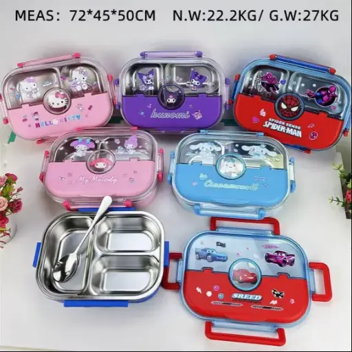 [400988] Lunch Box ប្រអប់បាយ3ថតមានក្បាលតុក្កតាកណ្តាល#304